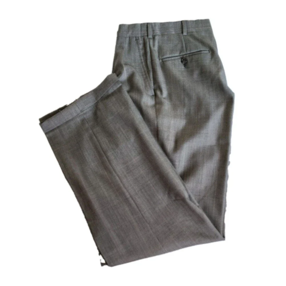 Vintage Burberrys Wool Suit SZ 46 Glen Plaid Windowpane USA Union Pleated Pants